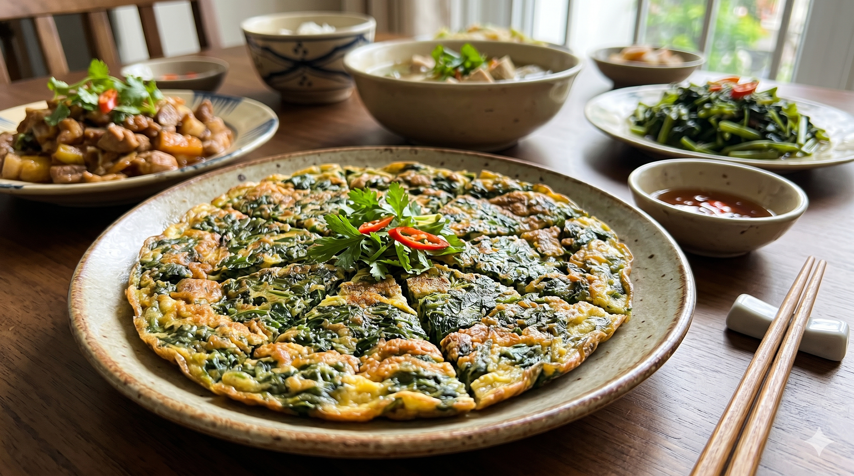 Trứng lá ngải cứu – Món ăn dân dã nhưng là “vị thuốc quý” trong gian bếp